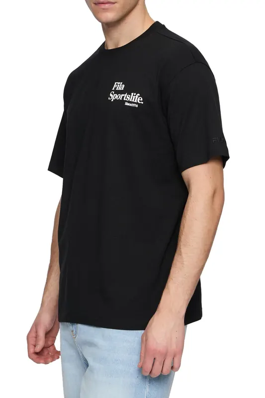 FILA Lens Loose Tee Black Maat: S | Basic T-Shirts Outlet | Heren | Zwart