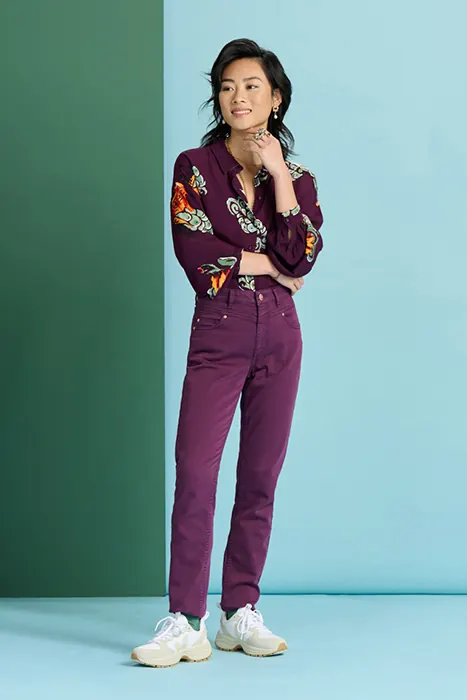 POM Amsterdam Jeans - Elize Winterbloom Maat: 34 | Slim Jeans Outlet | Dames | Paars