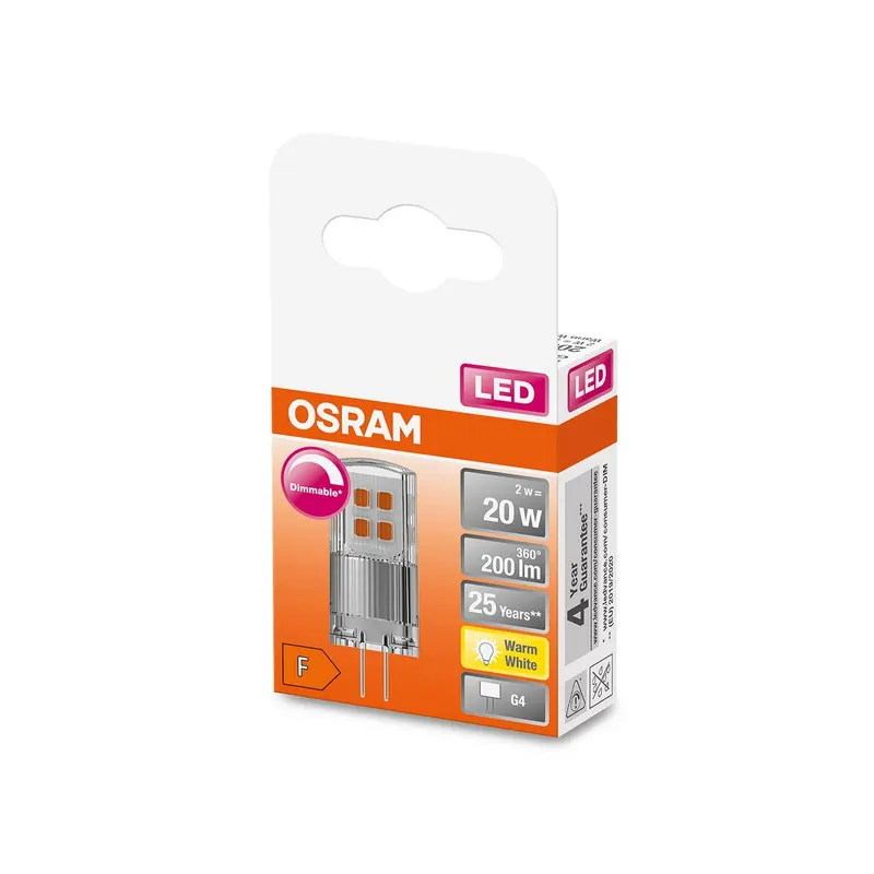 OSRAM PIN 12V żarówka z trzonkiem sztyftowym LED G4 2W 200lm s ściemnianiem
