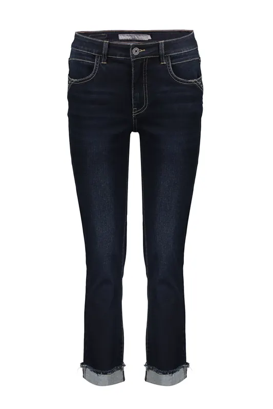 Geisha Jeans Turn-up Dark Blue Black Denim Maat: XXL | Straight Broeken Outlet | Dames | Blauw