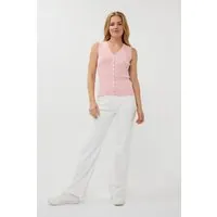 EsQualo Top Slv/lss V-neck Buttons Light Pink Maat: S | Mouwloze Tops Outlet | Dames | Roze