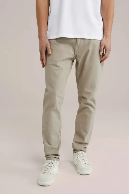 We Fashion 5-pocket Mid Waist Light Brown Maat: W28L32 | Chino's Outlet | Heren | Beige