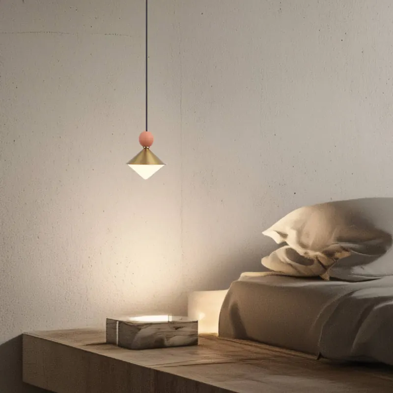 Żyrandol LED 25100, mosiądz/czerwień, Ø 14 cm, metal/szkło/ceramika