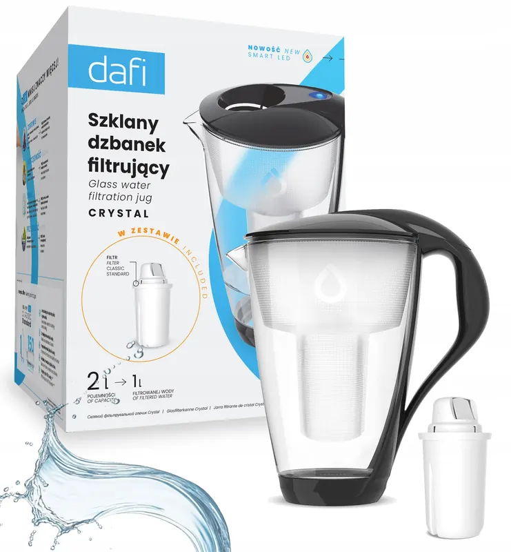 Dzbanek filtrujący szklany Dafi Crystal Led 1 filtr Classic