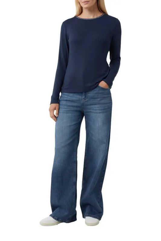 Comma  T-shirts Marine Maat: 38 | Longsleeves Outlet | Dames | Blauw