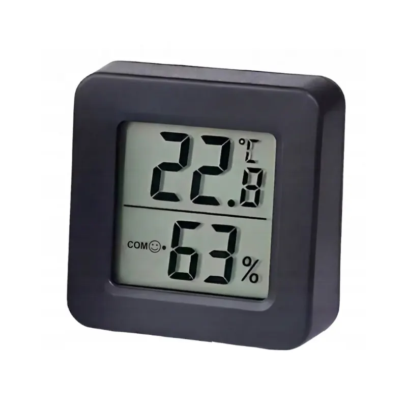 Termometr elektroniczny z higrometrem stacja pogody do domu LCD czarna