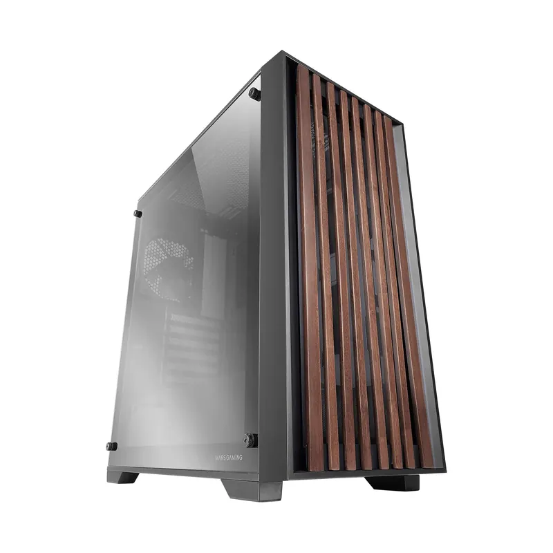 Mars Gaming MC-Wood Atx Pc skrinka, čierna, 120mm ventilátor