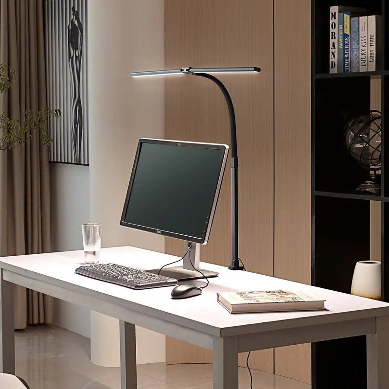 Lampa z klipsem LED Lindby Nilay, wysokość 97,5 cm, CCT, do domowego biura