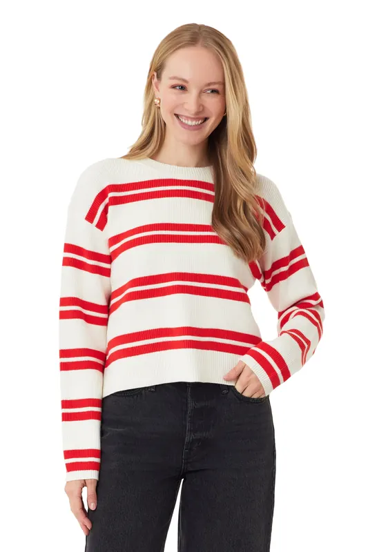 Scotch & Soda Crew Neck Pullover Sugar Swizzle Twin Band Stripe Maat: M | Longsleeves Outlet | Dames