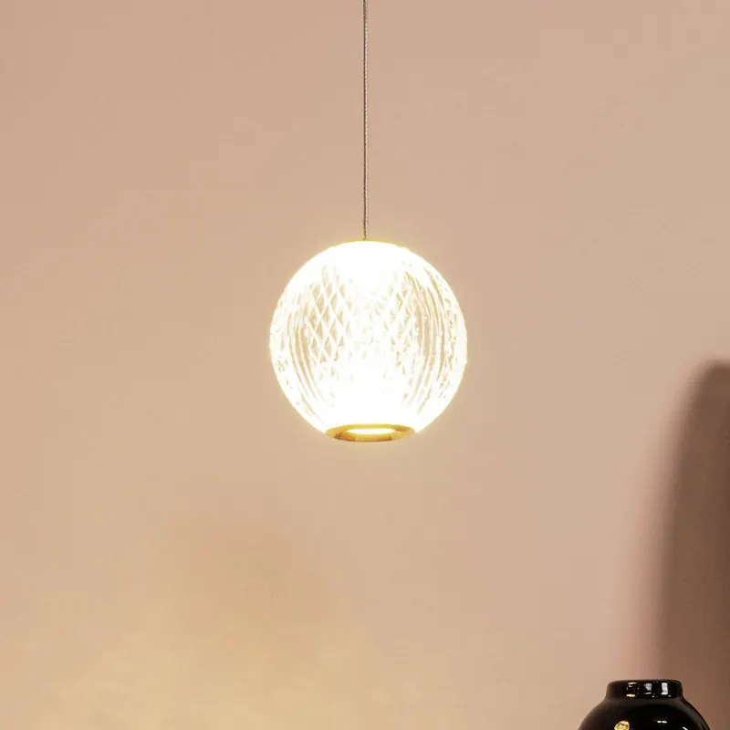 Lampa wisząca LED Cintra, Ø 14 cm, przezroczysty/złoty, akryl