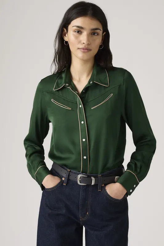Levi's Bradie Archival Shirt Maat: L | Longsleeves Outlet | Dames | Groen