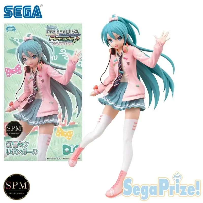 W magazynie SEGA SPM Hatsune Miku Project DIVA Arcade Future Tone Hatsune Miku Ribbon Girl PVC 23CM Anime Action Figures Model Toy