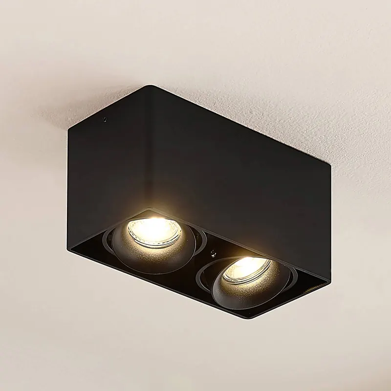 Arcchio Kubika downlight, 19 cm, czarny, 2-punktowa, metalowa