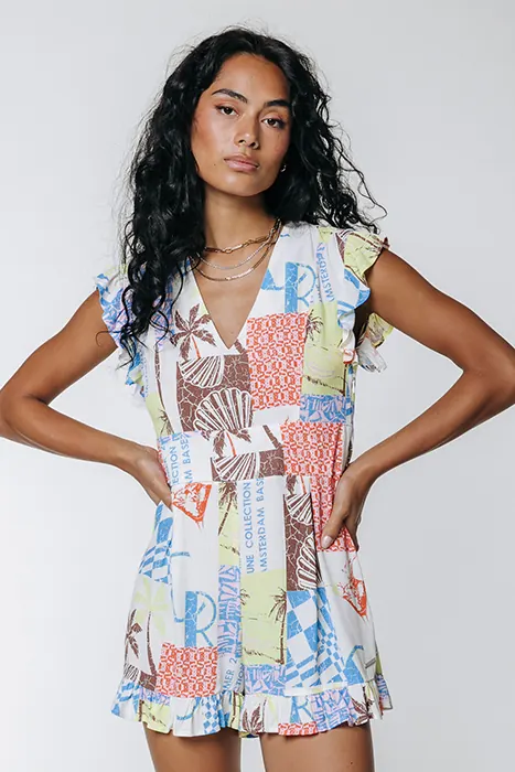 Colourful Rebel Ilza Patchwork Playsuit Multicolor Maat: S | Playsuits Outlet | Dames