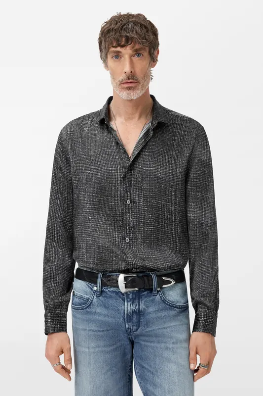 John Varvatos Orchard Shirt Black White Maat: XL | Casual Overhemden Outlet | Heren | Zwart