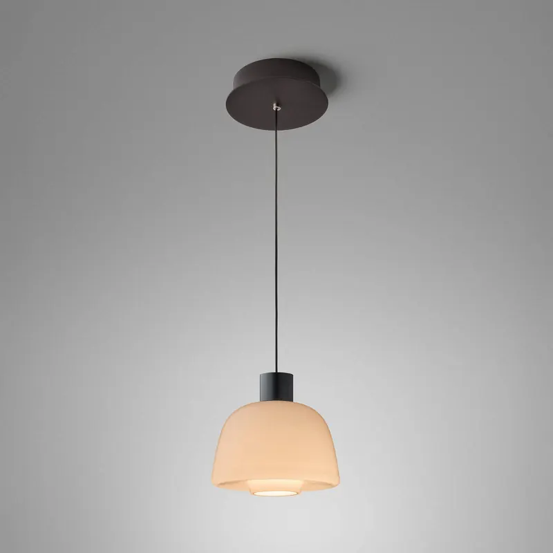 Żyrandol LED Bover Drep S/01, kolor nude, szkło, 2700 K