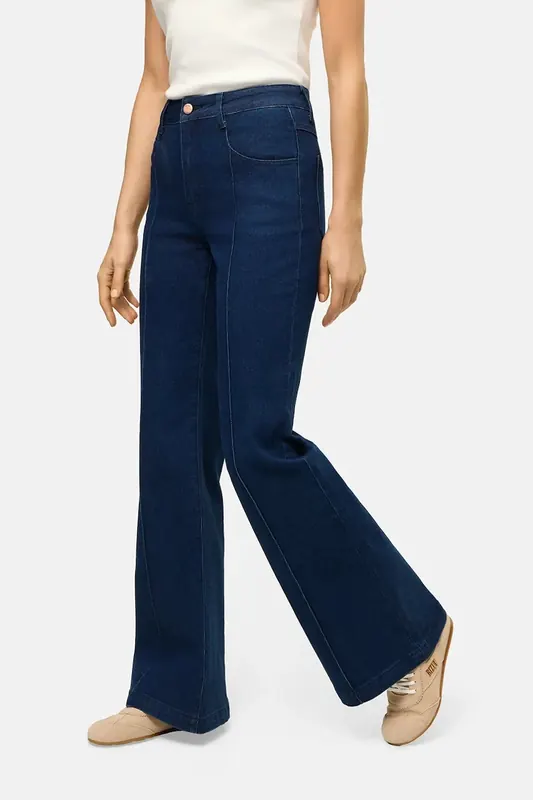 BIZUU jeansy flare damskie BELINNA