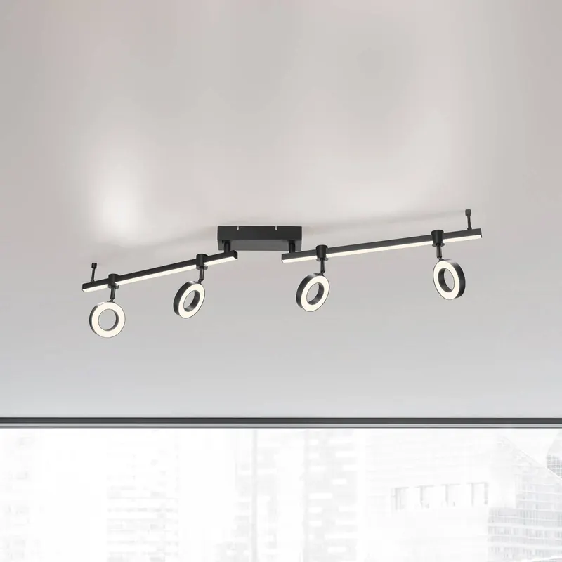 JUST LIGHT. lampa sufitowa LED LOLAsmart Bileda, 4-punktowa, czarna