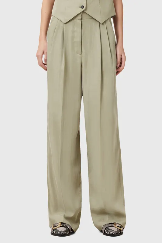 AllSaints Averie Ten Trouser Sage Green Maat: 2 | Straight Broeken Outlet | Dames | Groen