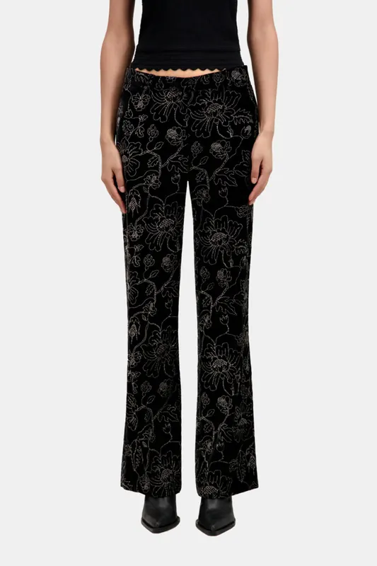 The Kooples High-waist Velvet Suit Trousers With Glitter Black Maat: 38 | Pantalons Outlet | Dames | Zwart