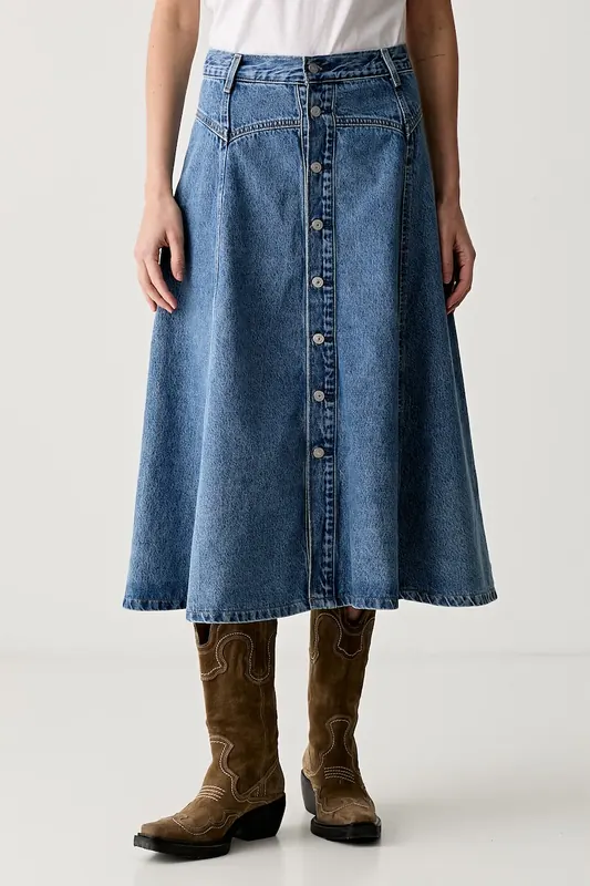 Levi's spódnica rozkloszowana jeansowa YOKED WESTERN