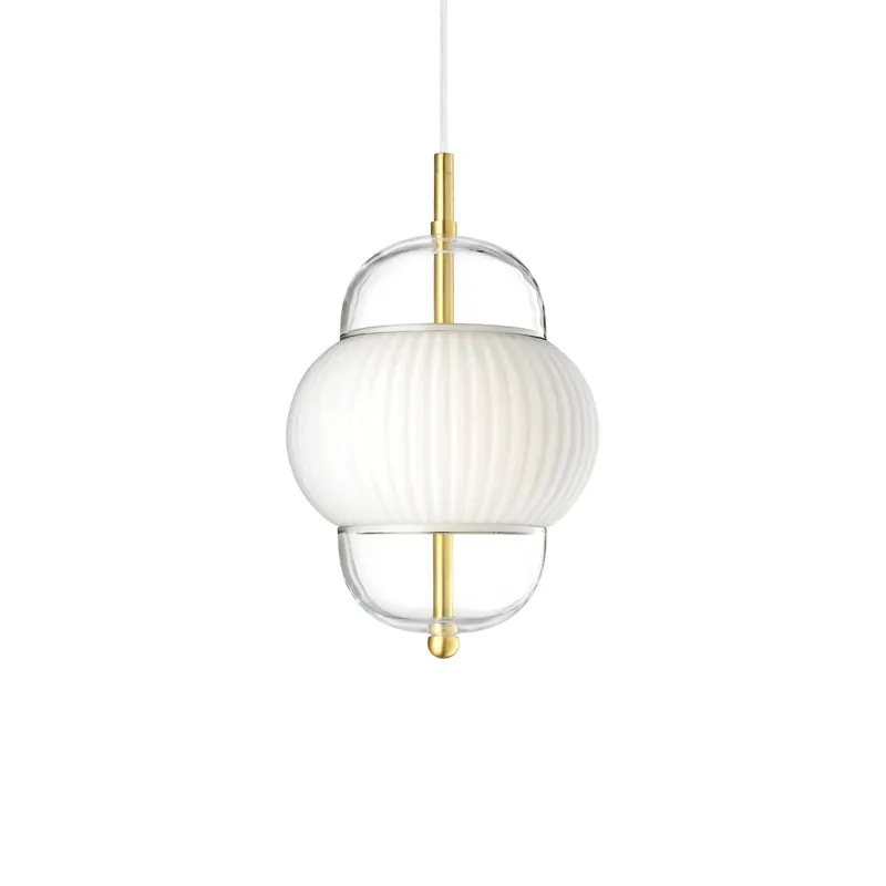 Lampa wisząca Shahin, Ø 23 cm, 3-punktowa, biały / przezroczysty, szkło
