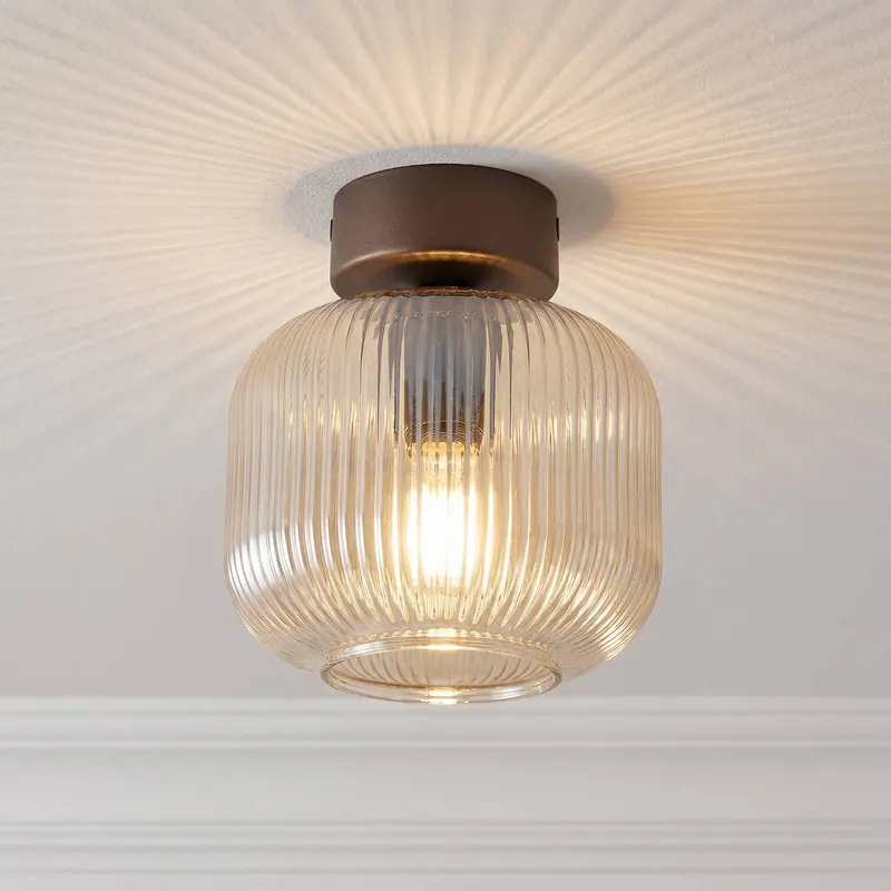 Lampa sufitowa Salvia, brązowa/koniakowa, szkło, Ø 15 cm, E14