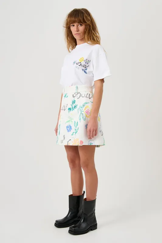 Soulland Skirt White Aop Maat: S/M | Mini Rokken Outlet | Unisex | Wit