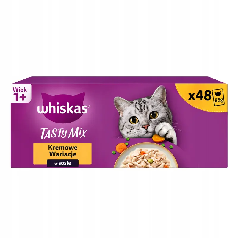 Whiskas Tasty MIX Adult mokra karma dla kota w sosie 48x85g Megapack