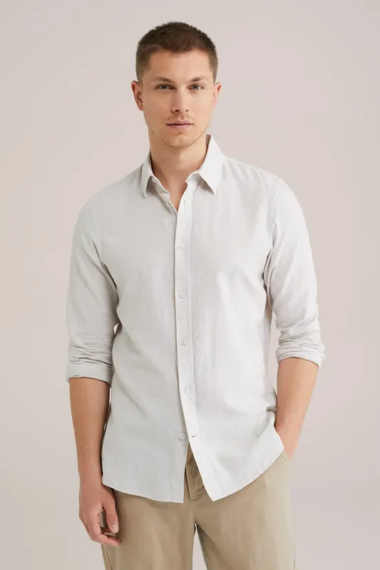We Fashion Shirt Beige Maat: L | Zakelijke Overhemden Outlet | Heren | Beige
