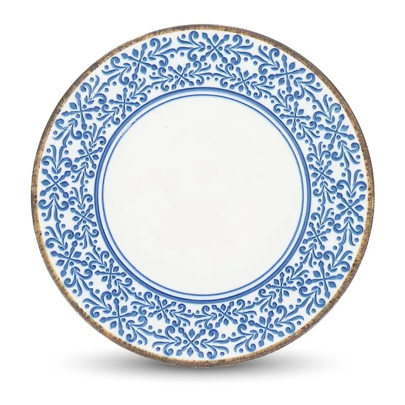 Biały/niebieski porcelanowy talerz ø 27 cm Azul – BonBistro