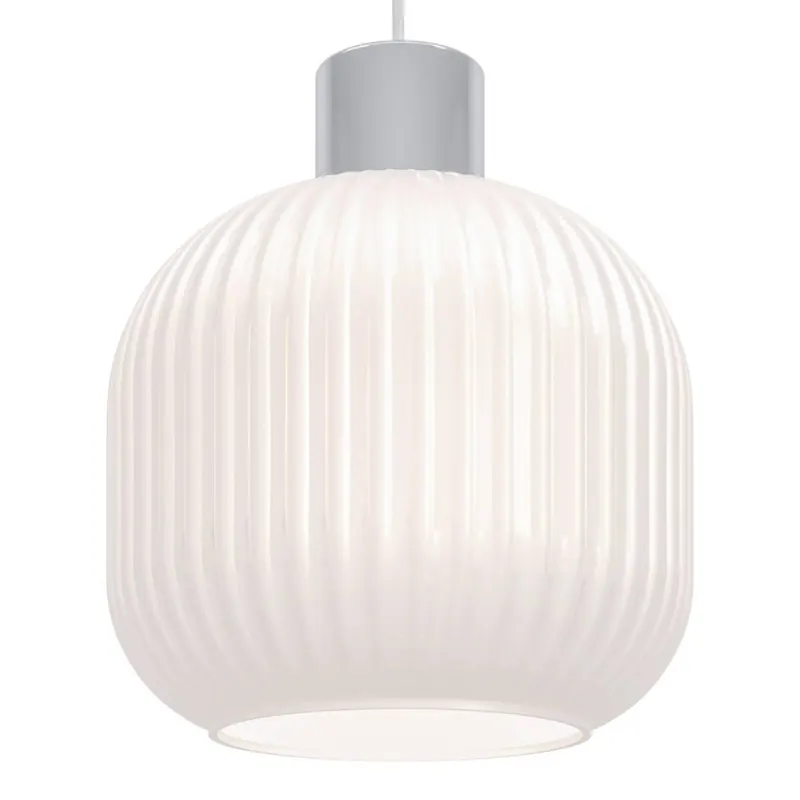 Żyrandol Dasmina, Ø 20 cm, biała/chromowana, szkło, E27
