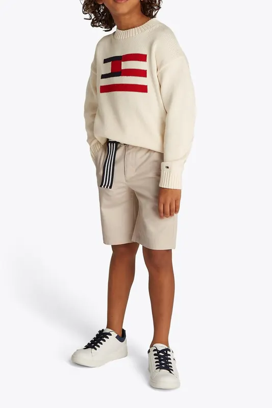 Tommy Hilfiger Boys Woven Belted Short Classic Beige Maat: 12Y | Broeken Outlet | kids | Beige