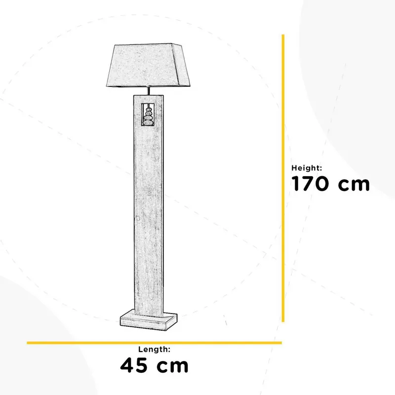 Lampa stojąca Miriel, wysokość 170 cm, tkanina, drewno