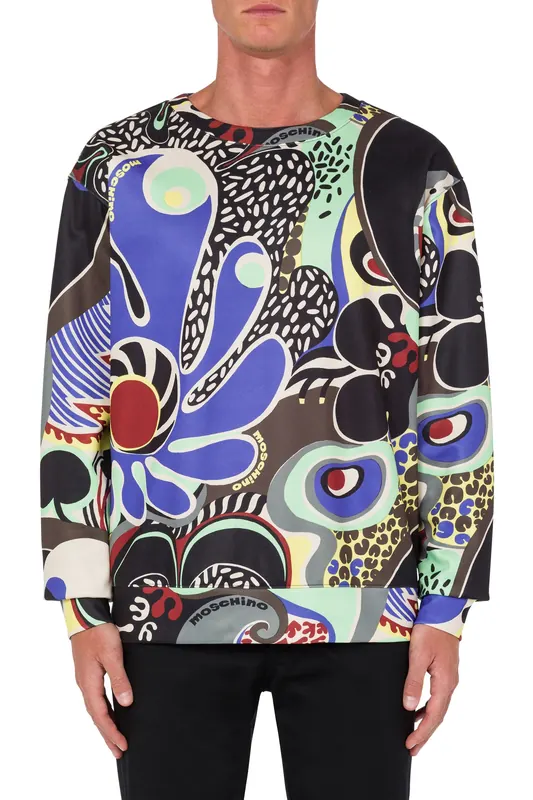 Moschino Psychedelic Print Technical Sweatshirt Multicolor Maat: 48 | Sweaters Outlet | Heren | Zwart