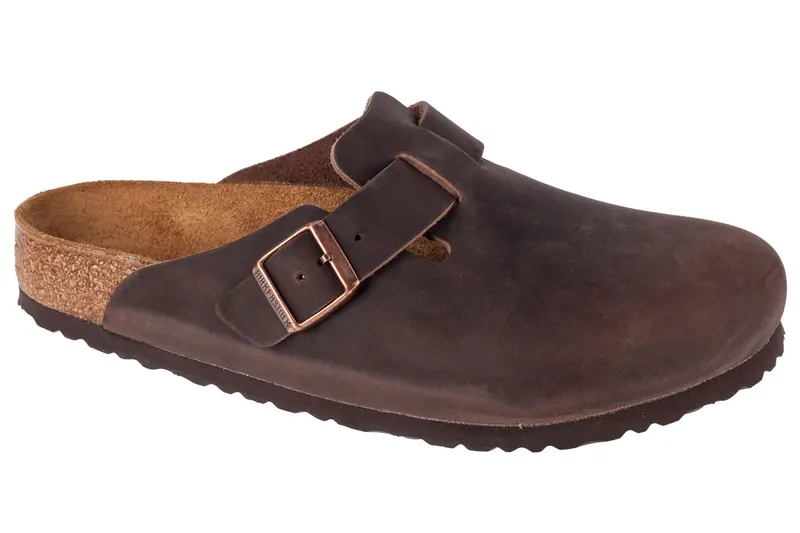 Birkenstock Boston LEOI 860131, Unisex, Brązowe, klapki, nubuk, rozmiar: 39