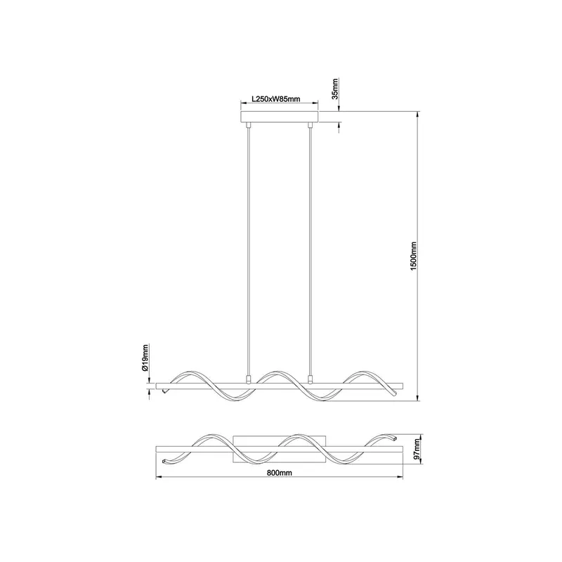 Lampa wisząca LED Eunice, długość 80 cm, czarny, metal