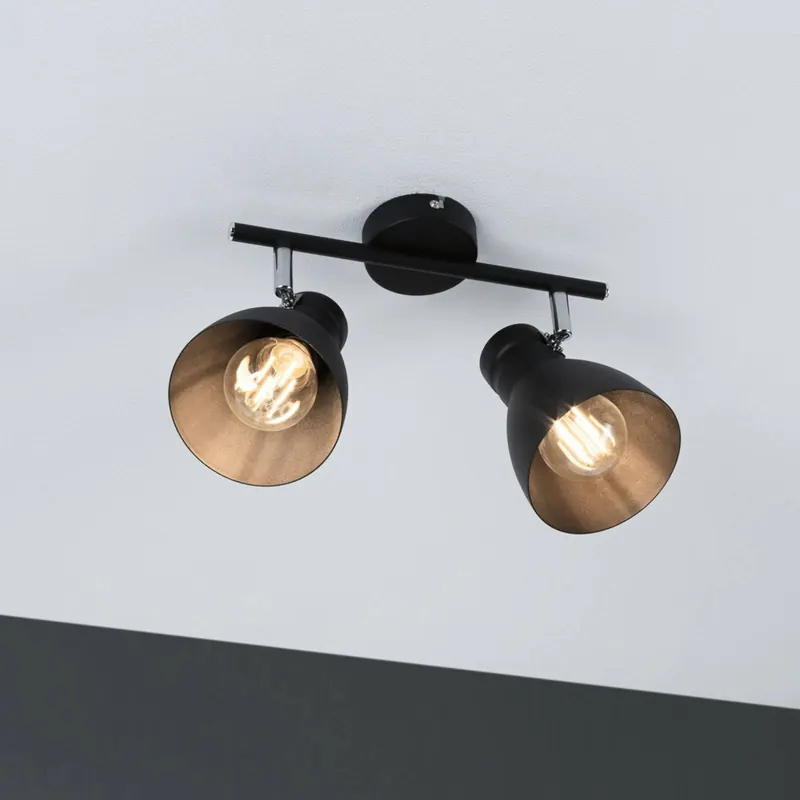 Paulmann Davy lampa sufitowa, czarna, 2-punktowa