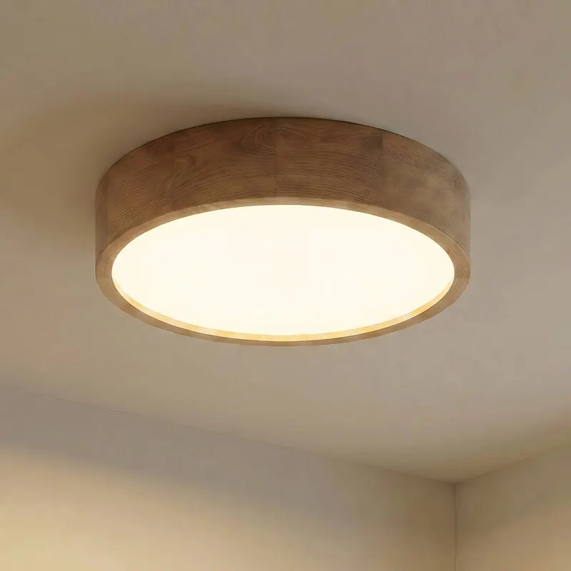 Lampa sufitowa Cleo, Ø 48 cm, 4-punktowa, drewno dębowe, E27