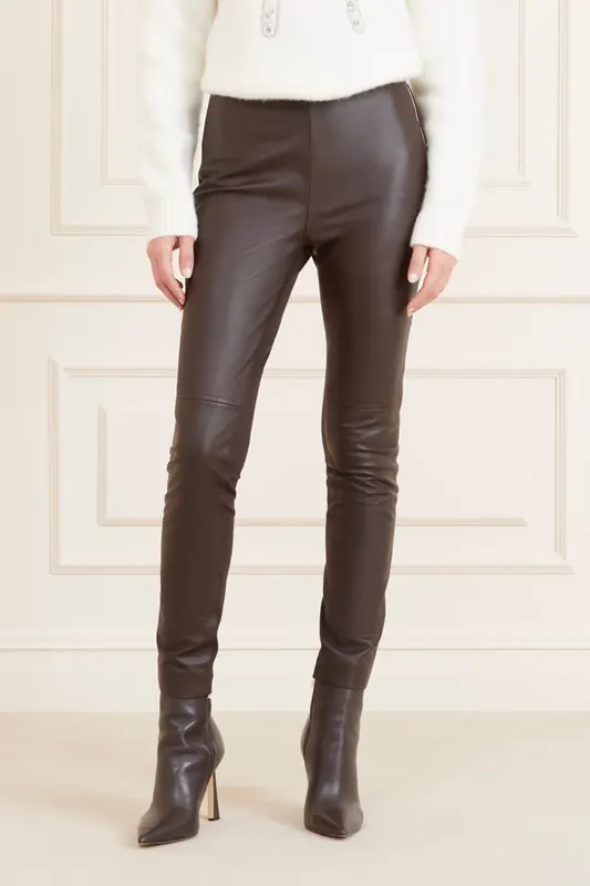 GUESS Marciano By  High Waist Coy Leggi Regal Brown Maat: 38 | Leren broeken Outlet | Dames | Bruin