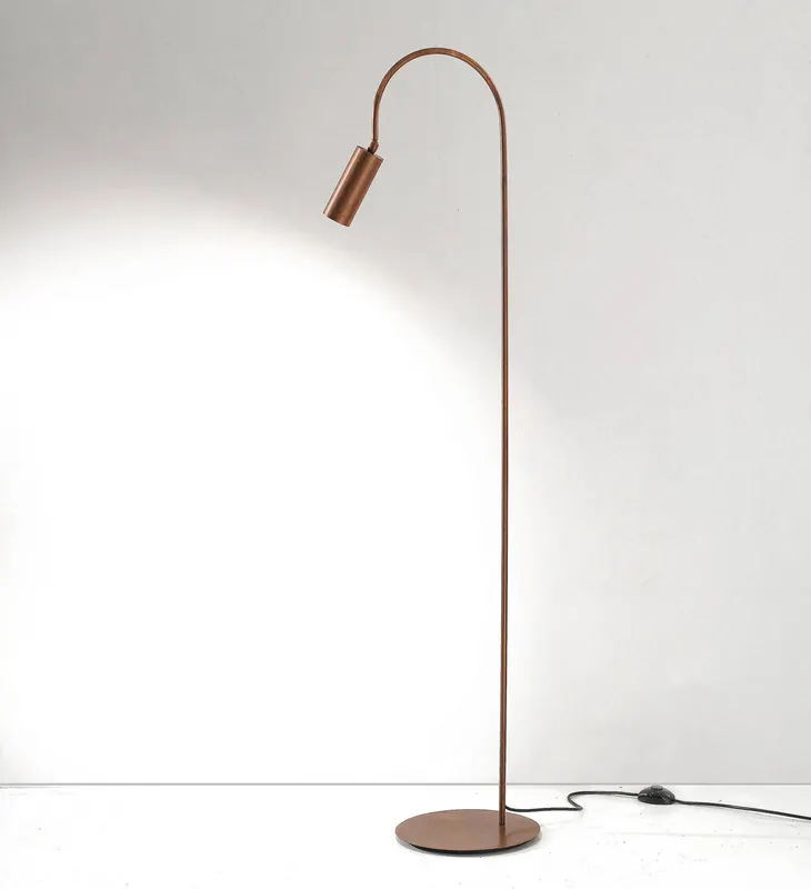 Lampa stojąca 7539, drewno oksydowane, mosiądz, GU10