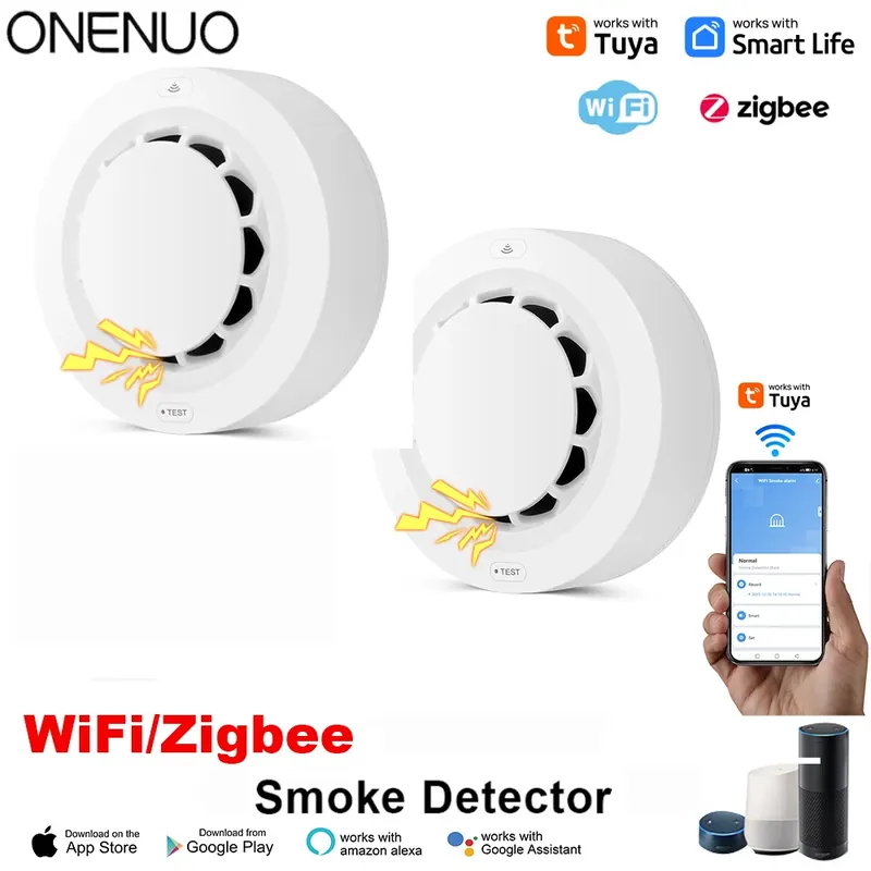 Tuya Wifi lub Zigbee czujnik dymu bezprzewodowa ochrona przeciwpożarowa czujnik dymu czujnik bezpieczeństwa o wysokiej czułości 80DB