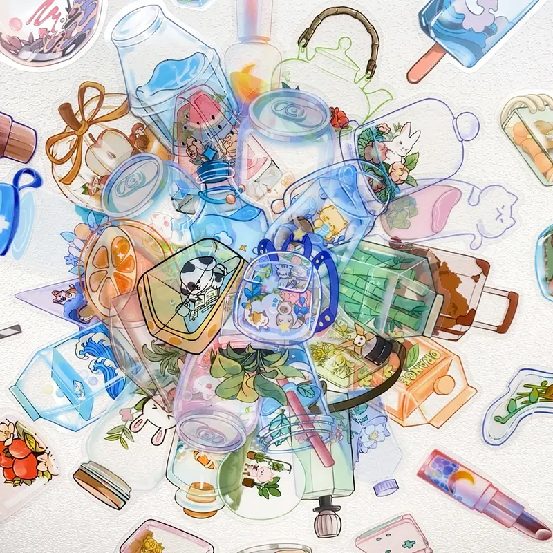 50 sztuk przezroczyste przedmioty naklejki dla zwierząt domowych naklejki na laptopa Notebook deskorolka gitara kask DIY Cartoon estetyczne naklejki