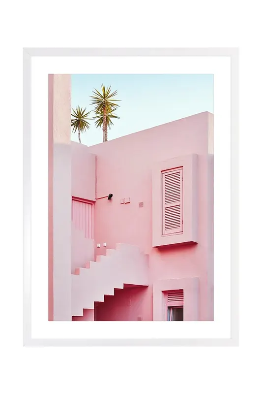 home & lifestyle dekoracja ścienna w ramie PINK BUILDING 50 x 70 cm