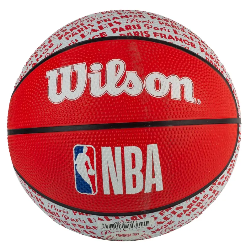 Wilson NBA City Paris Mini Ball WZ4033001XB, Unisex, Czerwone, piłki do koszykówki, Guma, rozmiar: 3