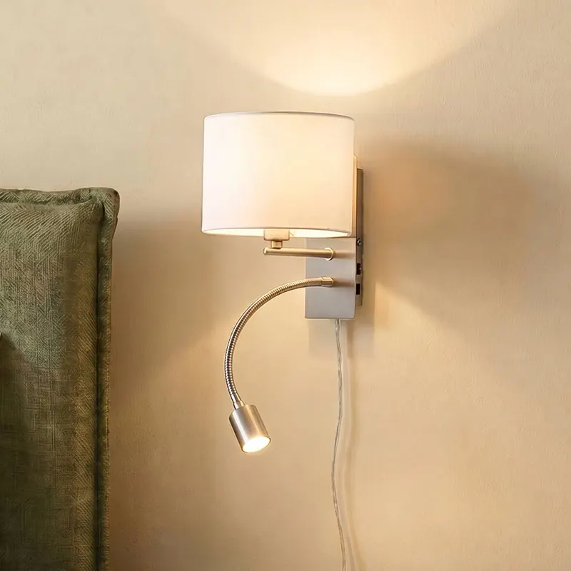 Lampa ścienna Lindby Florens, nikiel, lampka do czytania LED, 23,5 cm