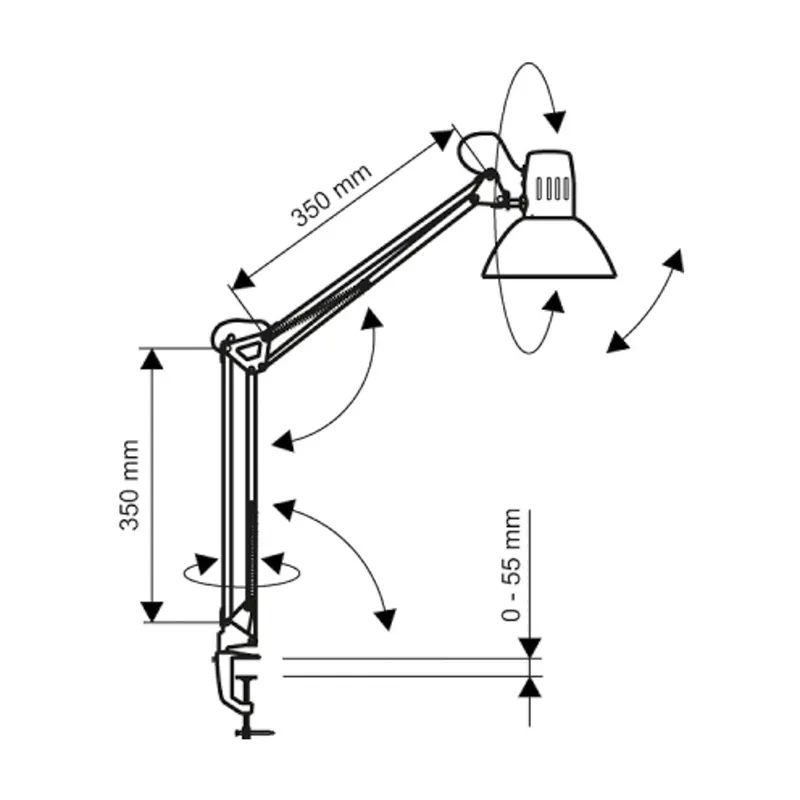 Lampa z klipsem LED MAULstudy, biała, stal, wysokość 44 cm, E27