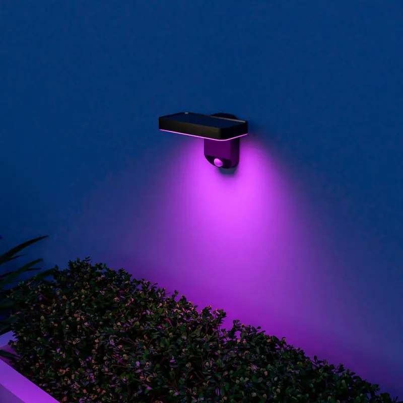 Calex Smart Outdoor Solar Wall Light, czujnik, RGBW
