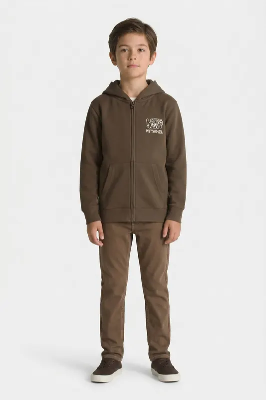 Vans Boys Rippled Full Zip Coal Brown Maat: S | Jassen Outlet | kids | Bruin