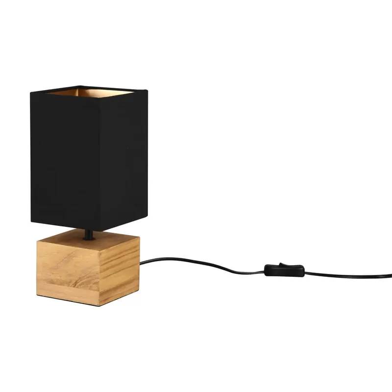 Czarno-naturalna lampa stołowa z tekstylnym kloszem (wysokość 30 cm) Woody – Reality